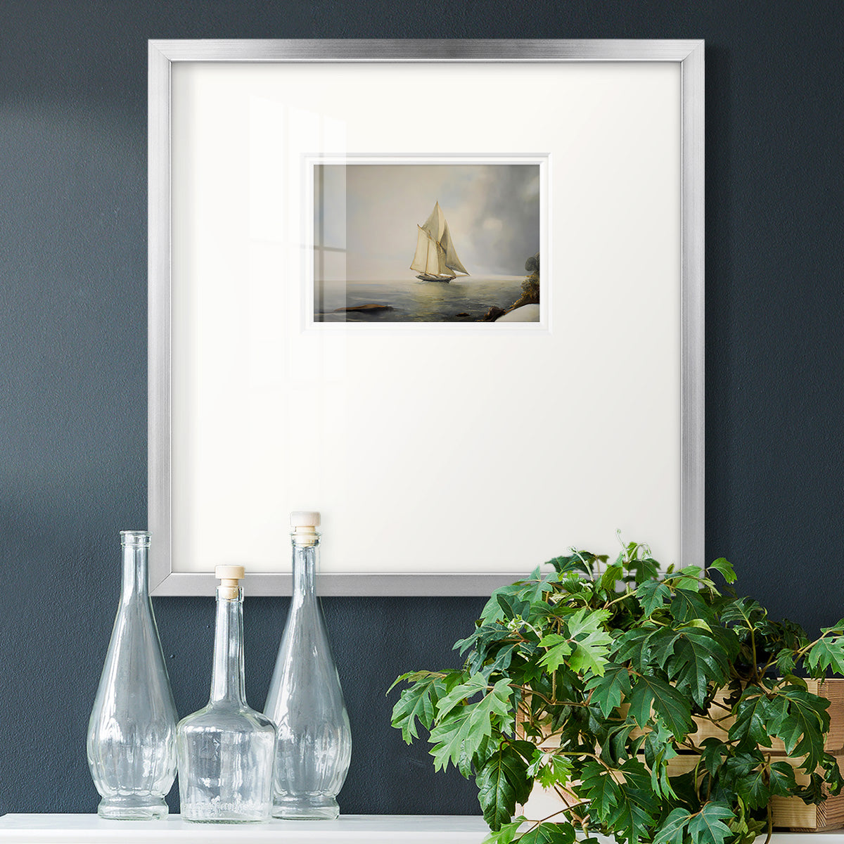 Foggy Sail I Premium Framed Print Double Matboard