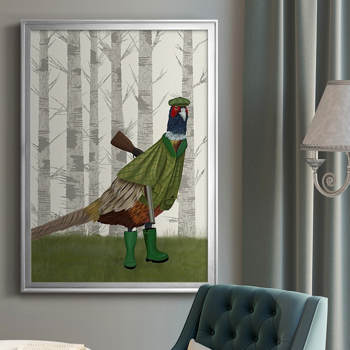 Pheasant Shooting Party 2 - Modern Framed Canvas Print