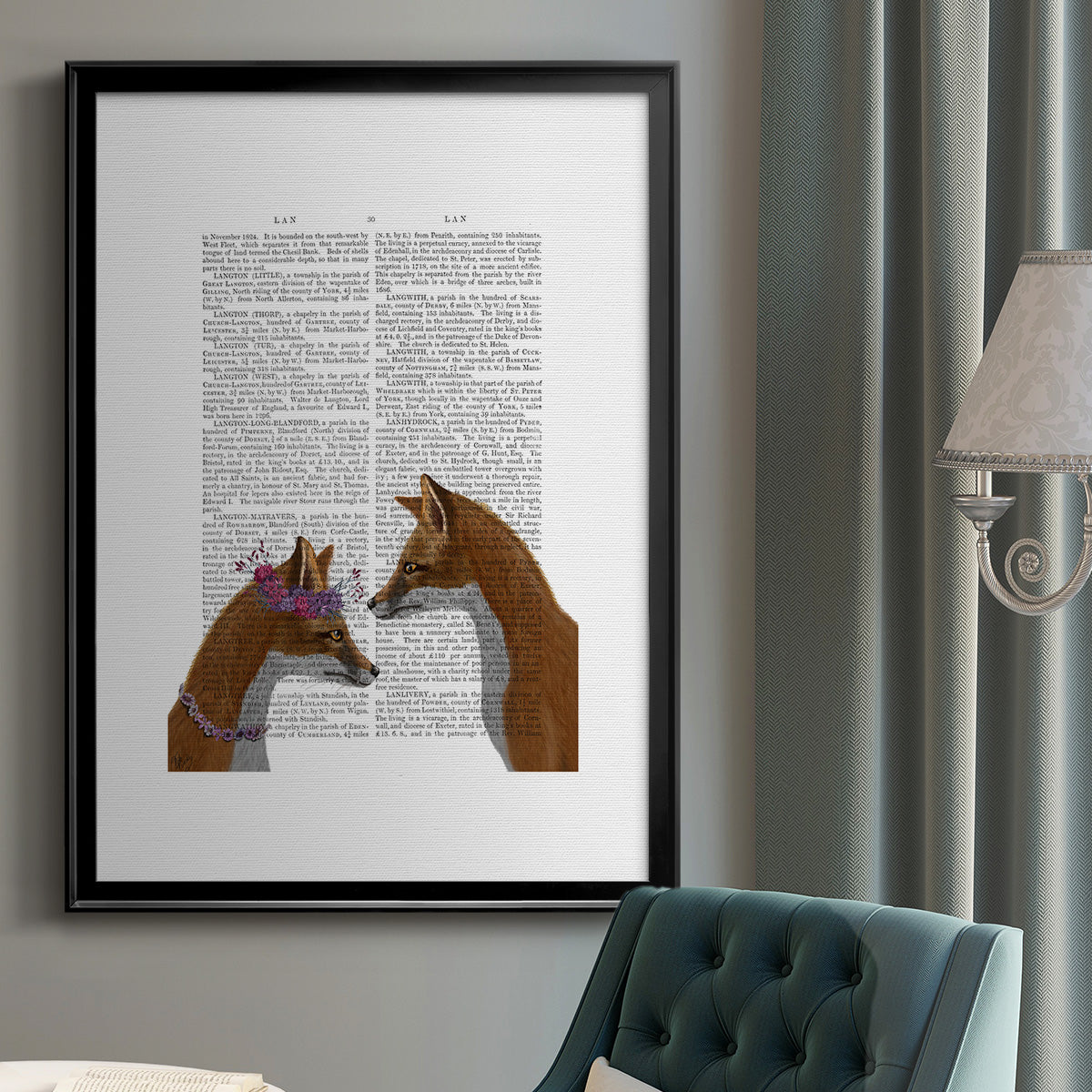 Fox Lovers - Modern Framed Canvas Print