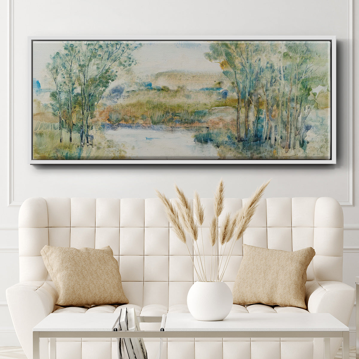 Trees on the Creek I - Floater Framed Canvas Print