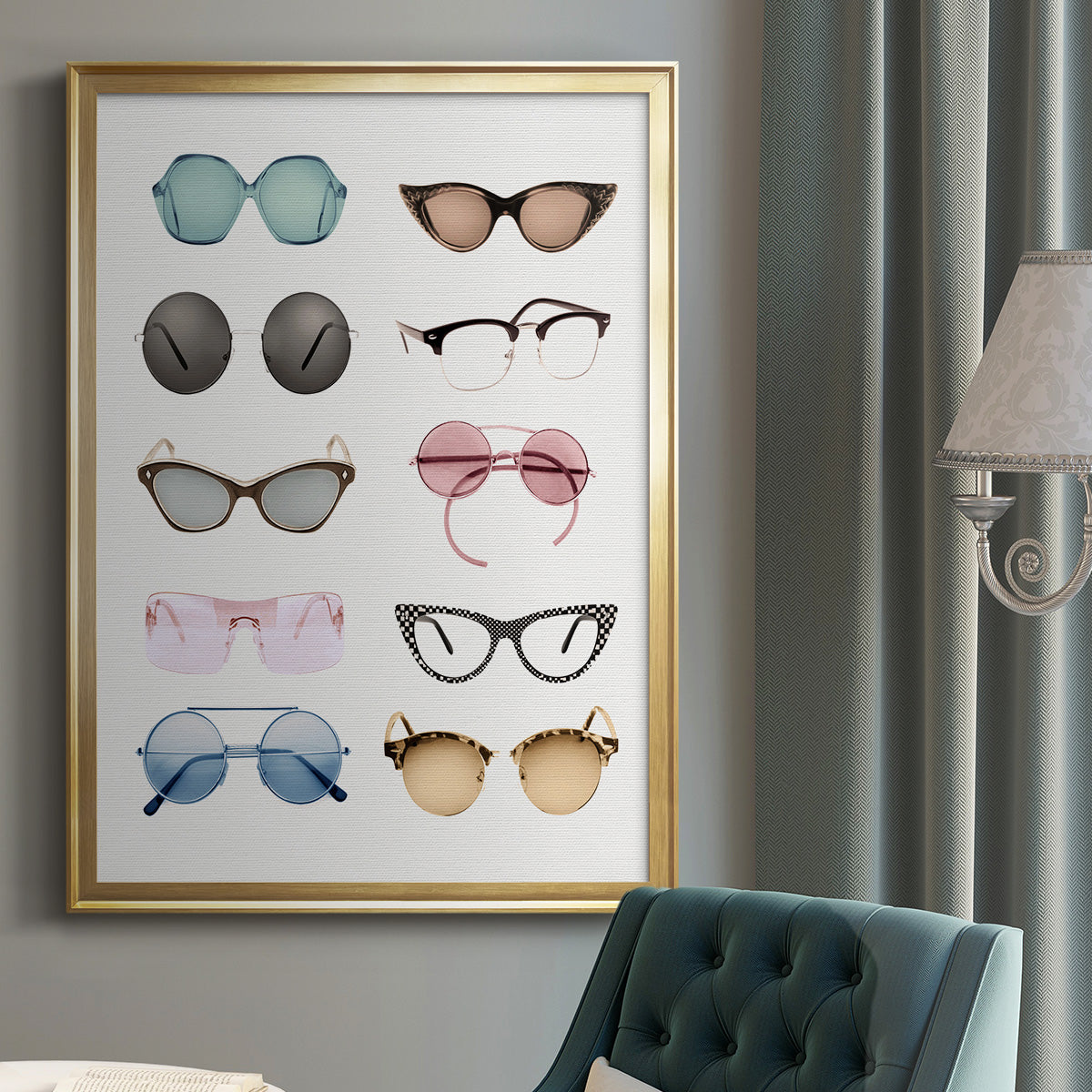 Vintage Glasses II - Modern Framed Canvas Print