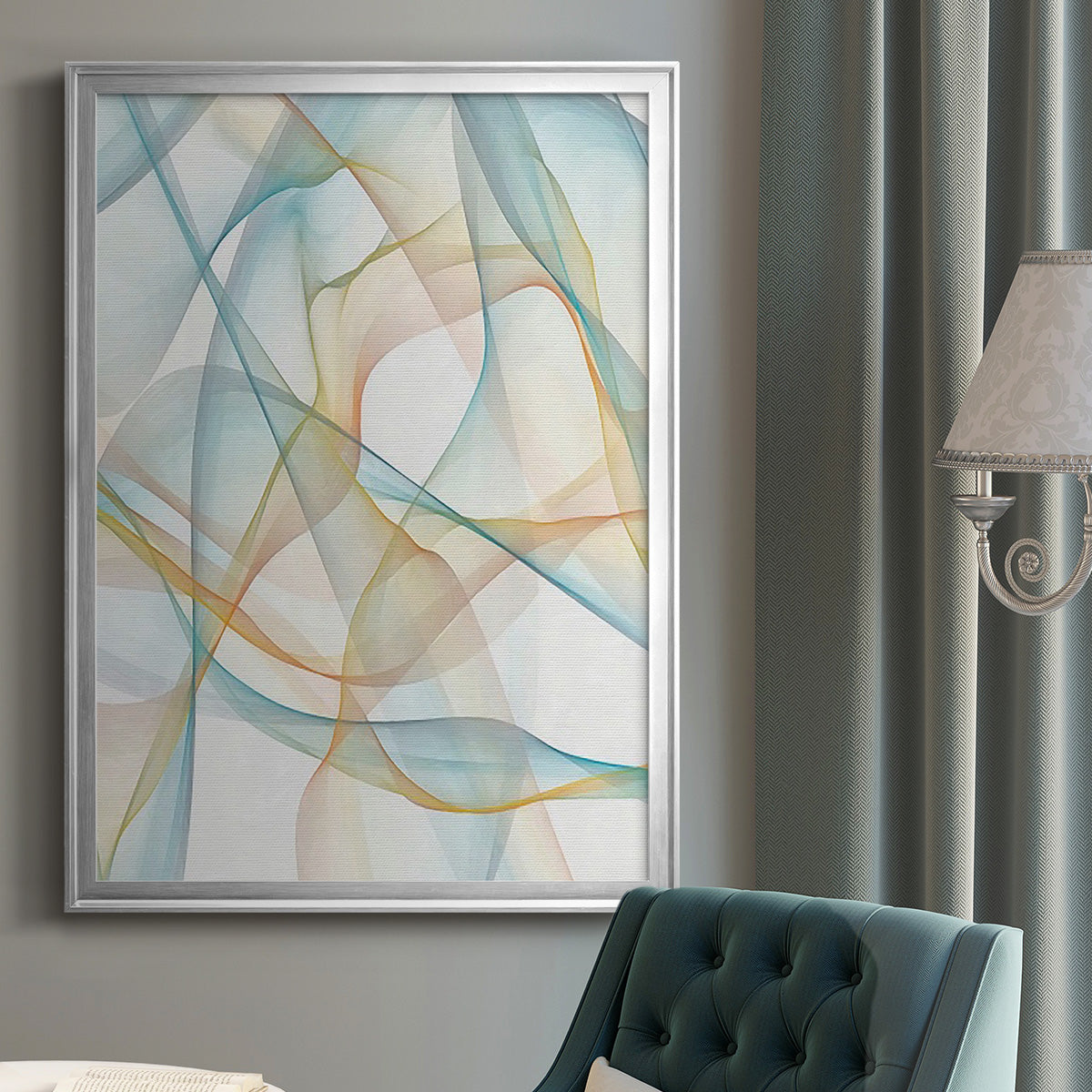 Curves and Waves III - Modern Framed Canvas Print