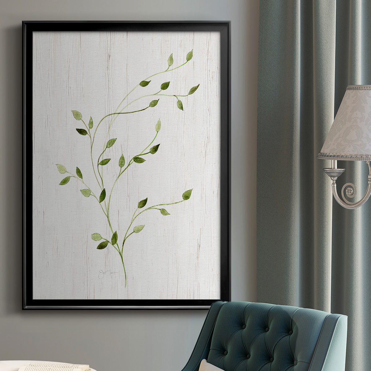 Windblown Leaves I - Modern Framed Canvas Print