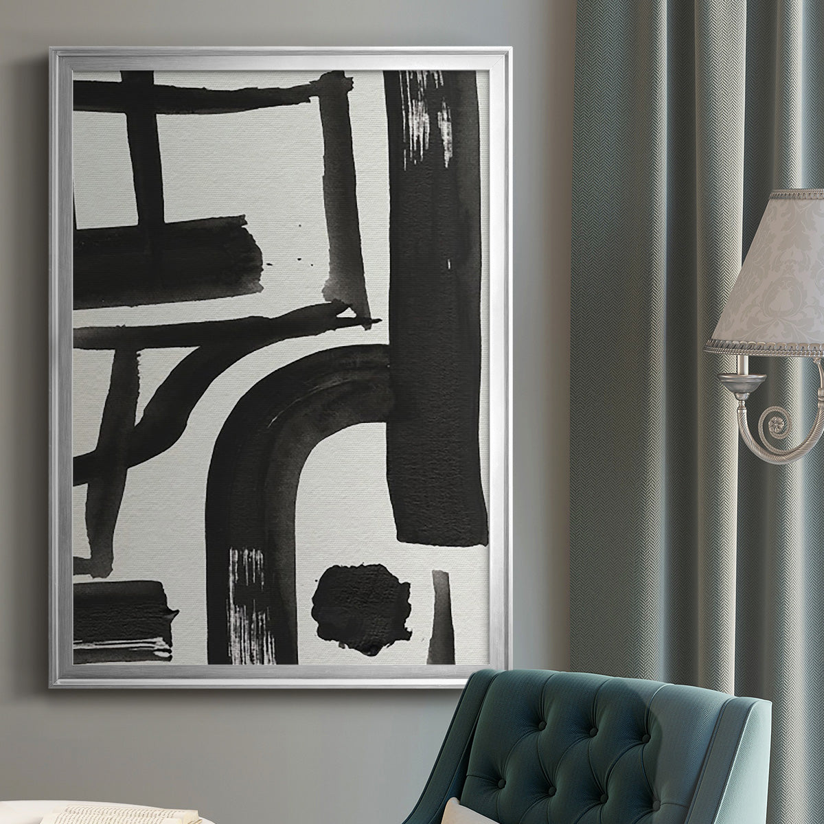 Inkwell Intersect I - Modern Framed Canvas Print
