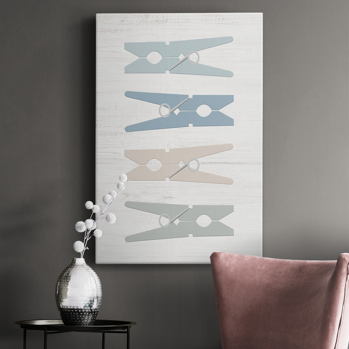 Laundry Pins Premium Gallery Wrapped Canvas - Ready to Hang