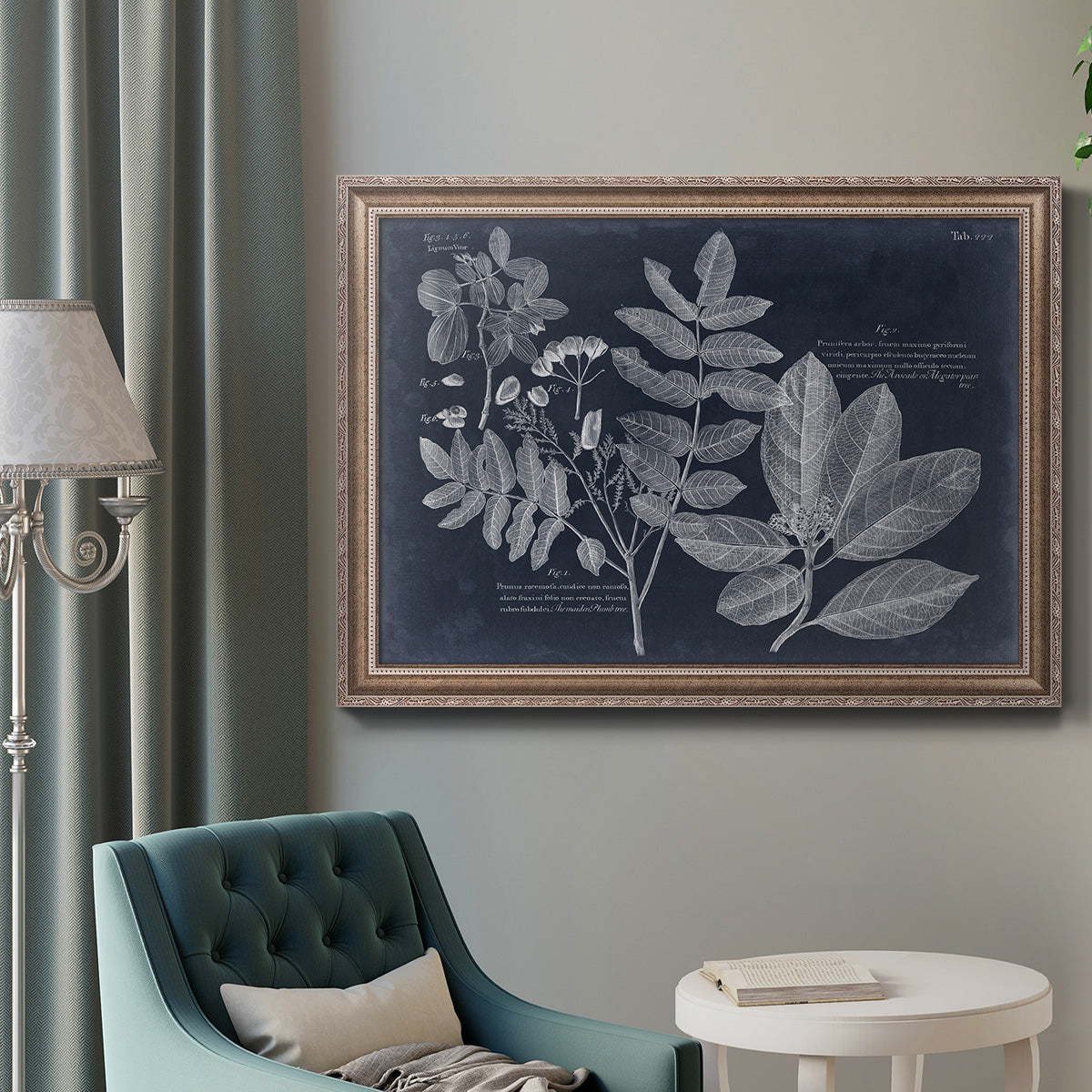 Foliage on Navy V Premium Framed Canvas- Ready to Hang