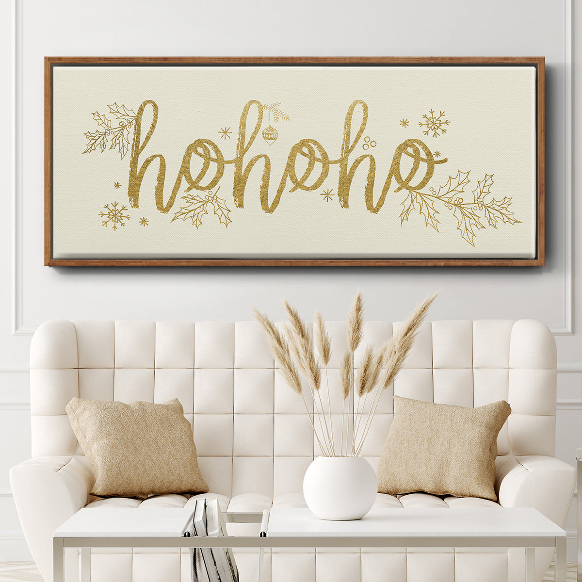 Golden HoHoHo - Floater Framed Canvas Print