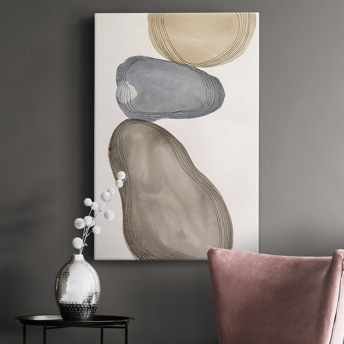 River Rocks Contour II Premium Gallery Wrapped Canvas - Ready to Hang