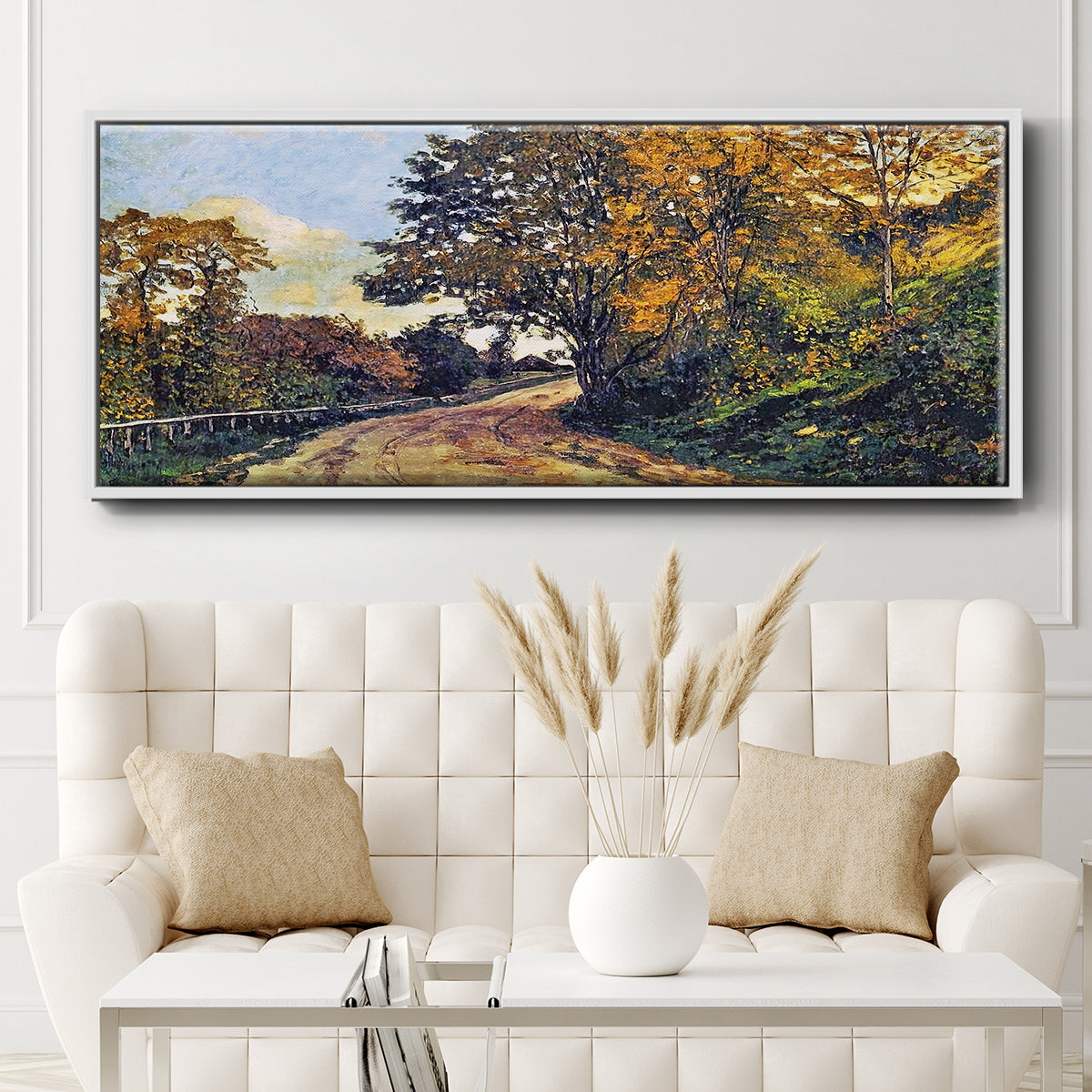 The Road to the Farm of Saint - Floater Framed Canvas Print