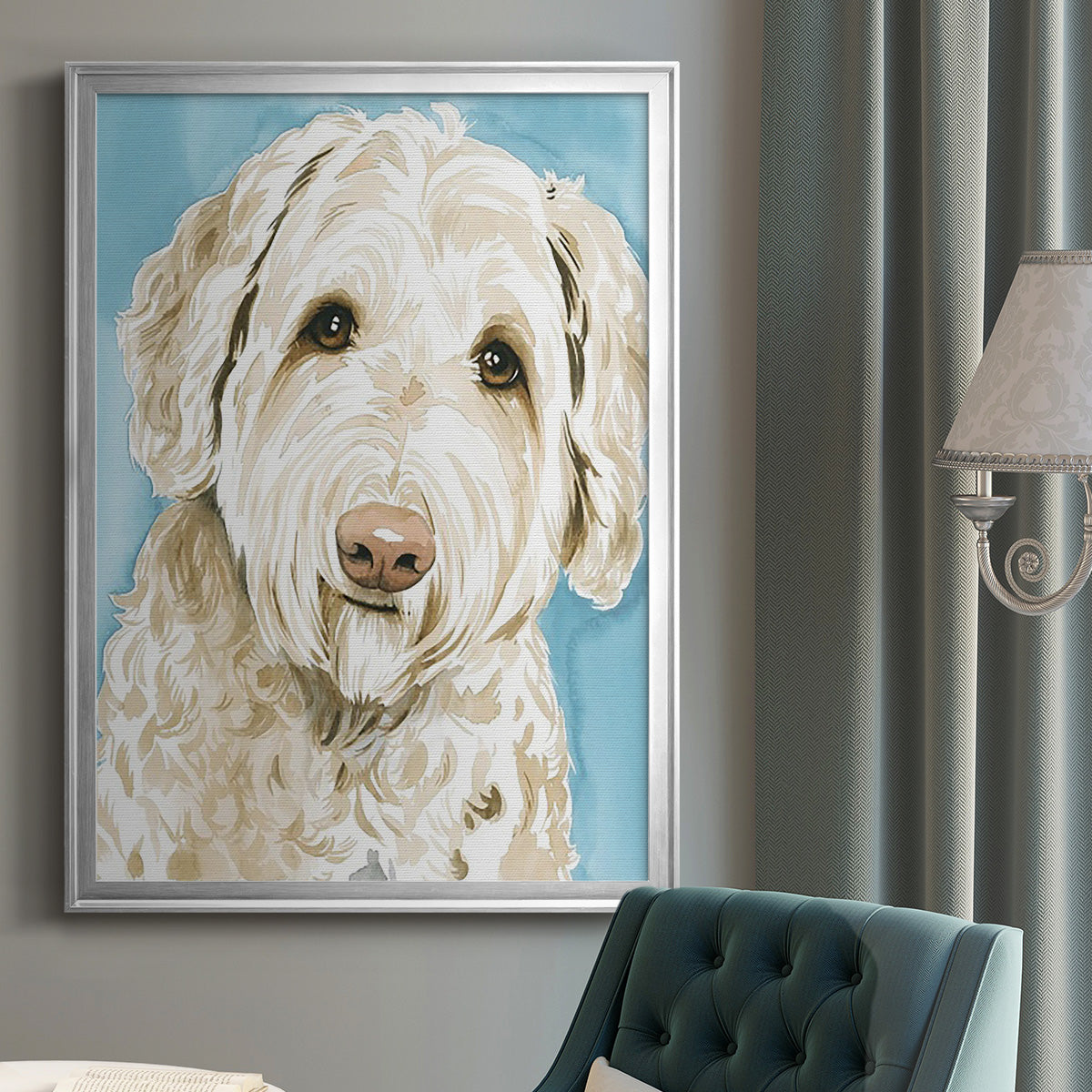 Labradoodle I - Modern Framed Canvas Print