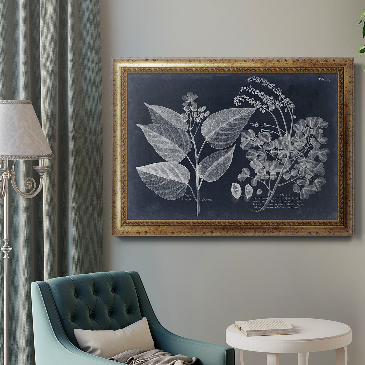 Foliage on Navy III Premium Framed Canvas- Ready to Hang