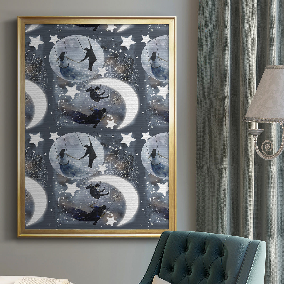Celestial Love Collection E - Modern Framed Canvas Print