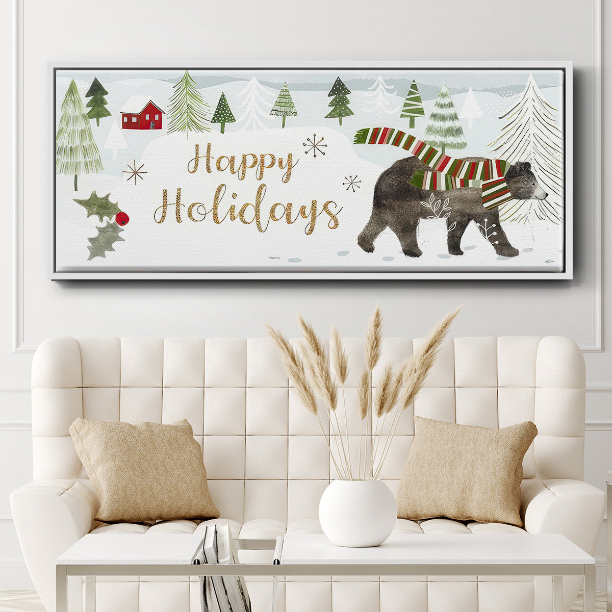 Woodland Christmas Collection D - Floater Framed Canvas Print