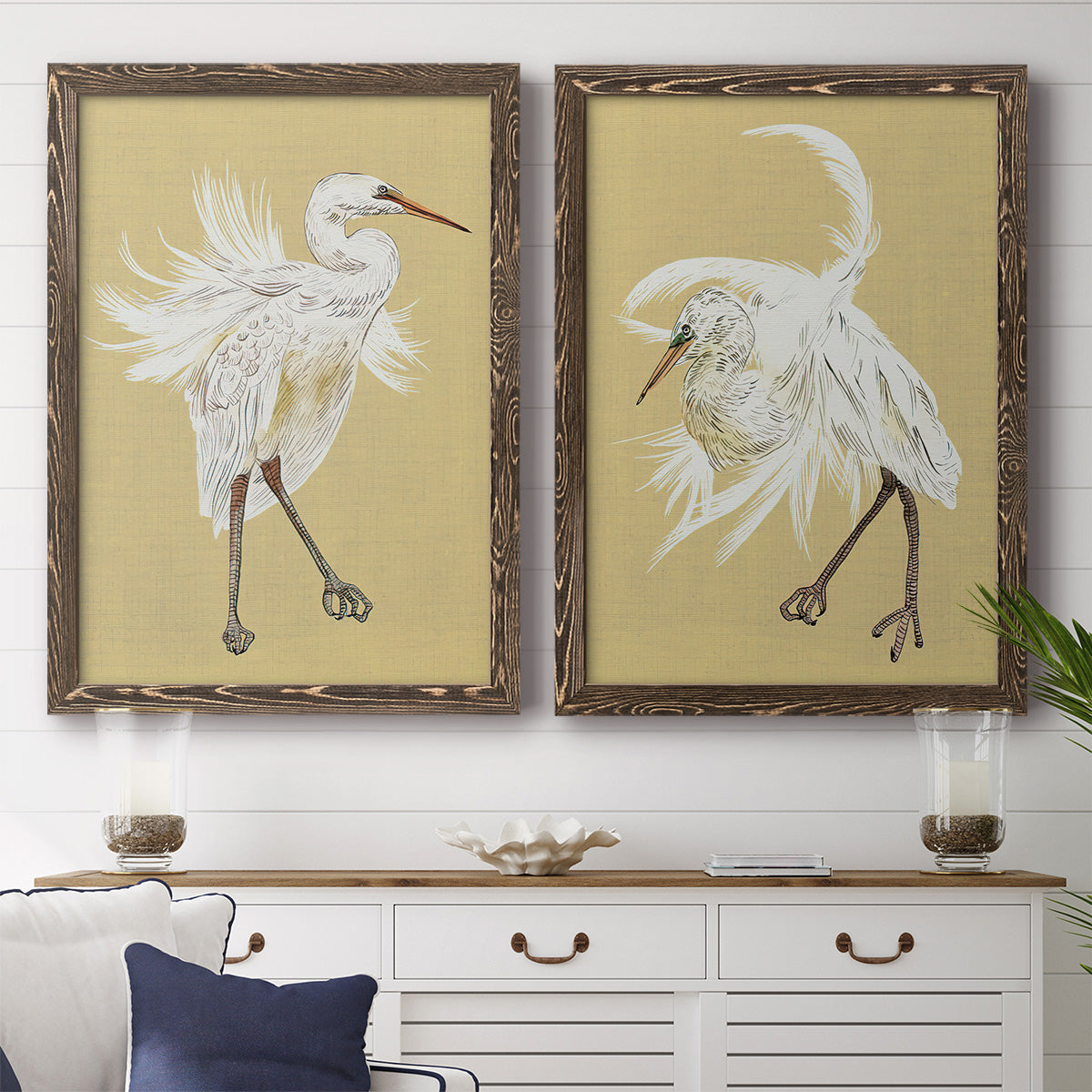 Heron Plumage V - Premium Framed Canvas 2 Piece Set - Ready to Hang