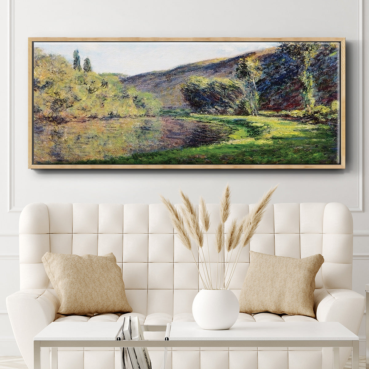 The Seine at Jeufosse, 1884 - Floater Framed Canvas Print