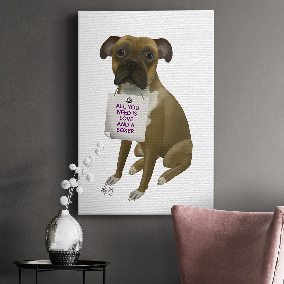 Love and Boxer Premium Gallery Wrapped Canvas - Ready to Hang