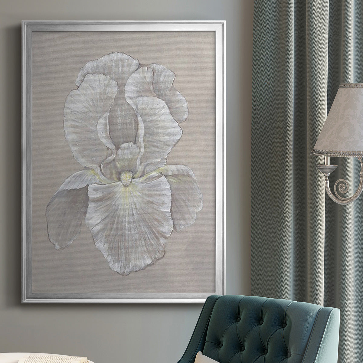 White Iris II - Modern Framed Canvas Print