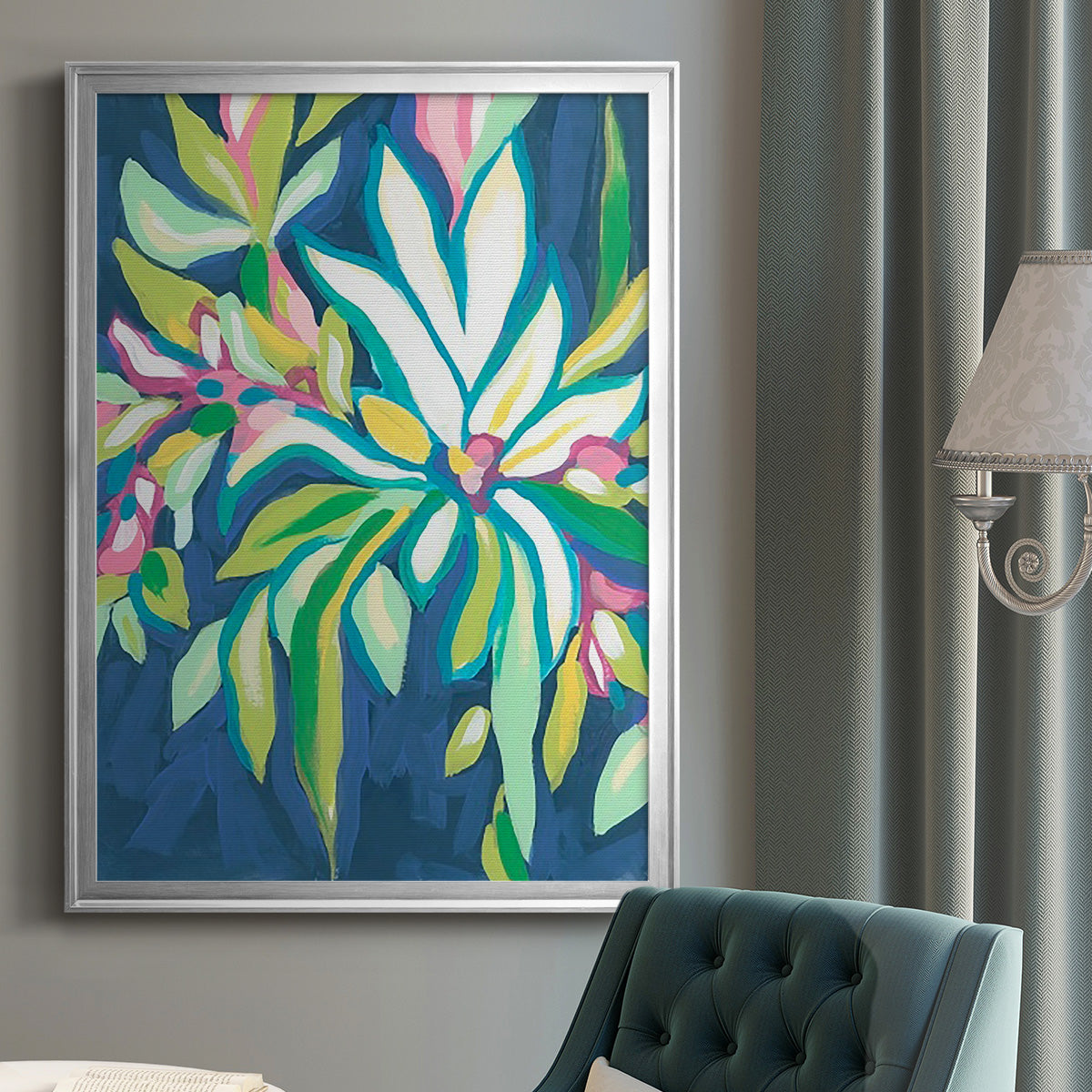 Blue Tropics IV - Modern Framed Canvas Print