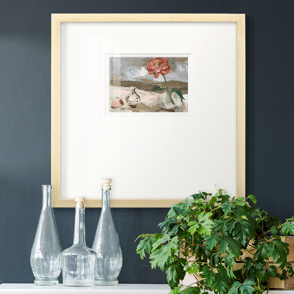 Vase of Pink Flowers IV Premium Framed Print Double Matboard