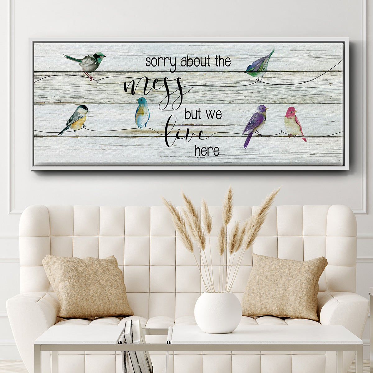 We Live Here - Floater Framed Canvas Print