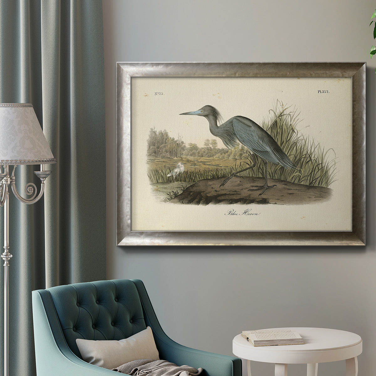 Audubons Blue Heron Premium Framed Canvas- Ready to Hang