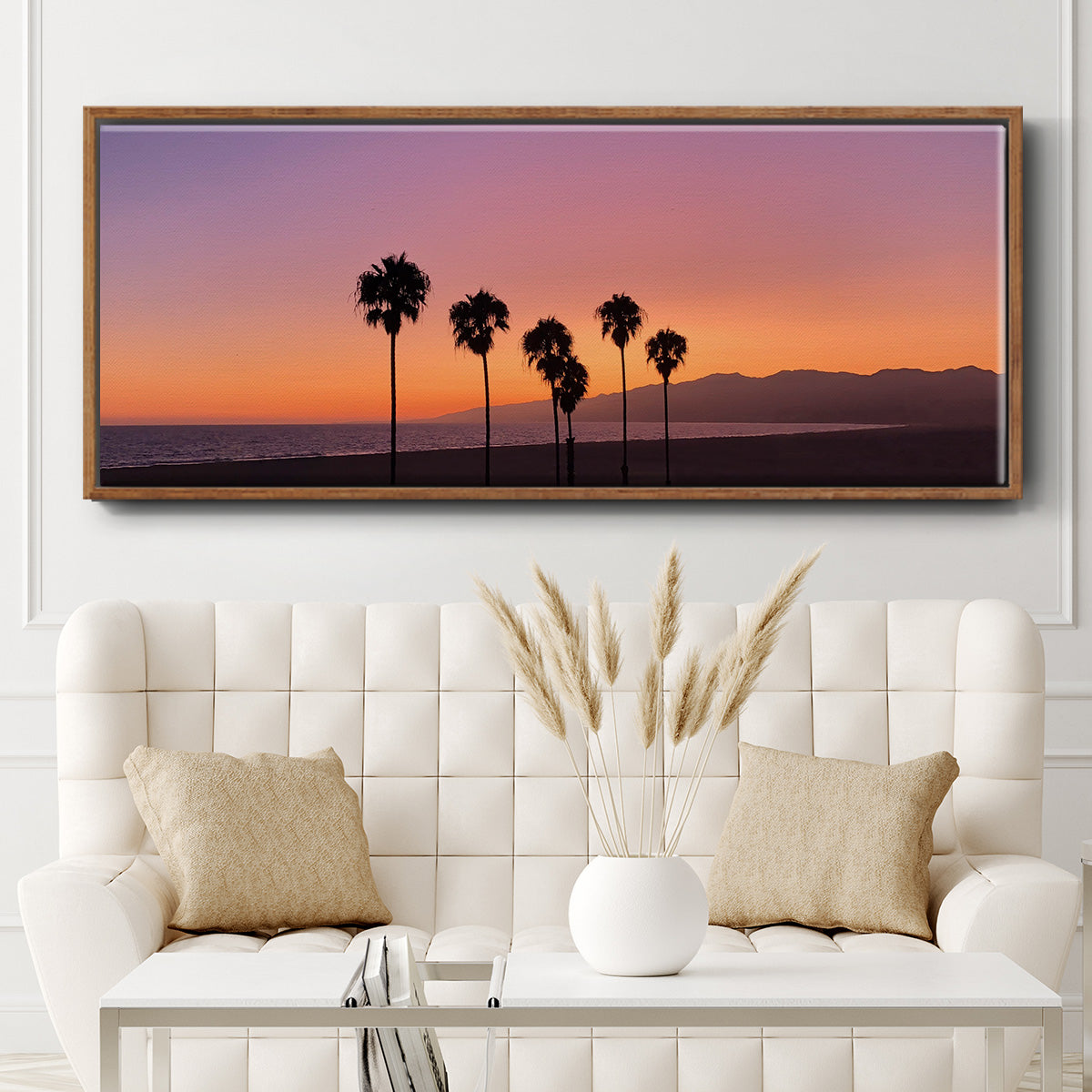Sunset of Santa Monica - Floater Framed Canvas Print