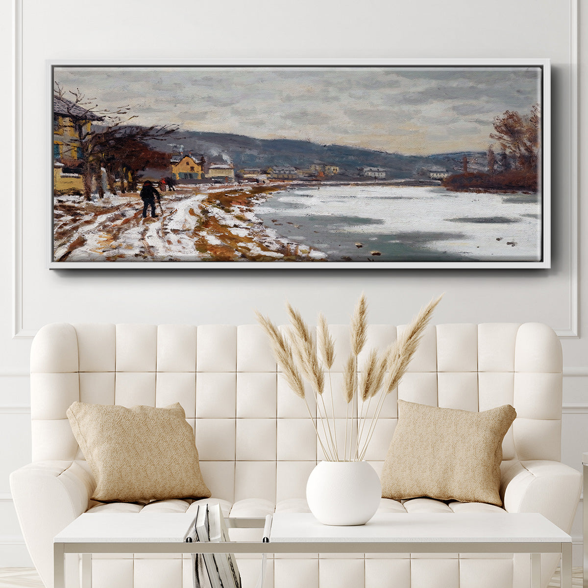 The Seine at Bougival, 1869 - Floater Framed Canvas Print