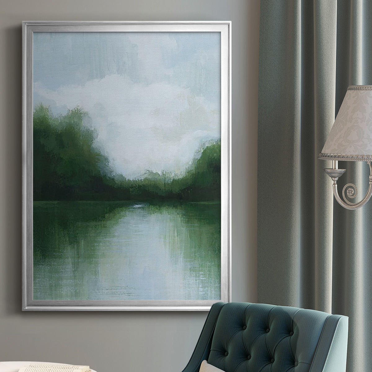 Mossy Reflections I - Modern Framed Canvas Print