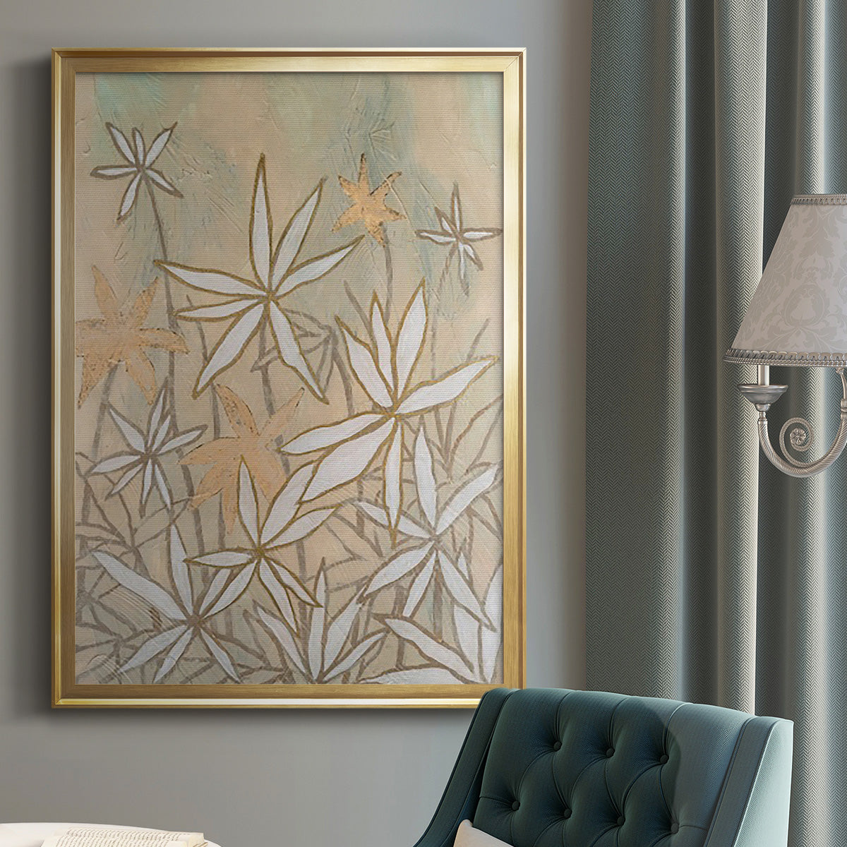 Embellished Starburst Bloom I - Modern Framed Canvas Print