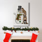 Christmas English Bulldogs Building Snowman - Gallery Wrapped Canvas