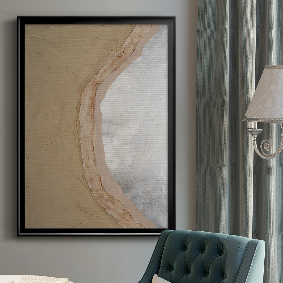 Silver Lake III - Modern Framed Canvas Print