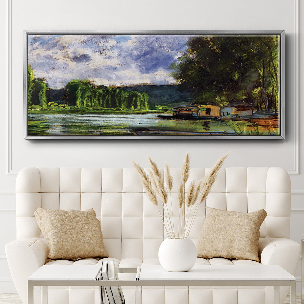 The Banks of the Seine near Jeufosse (Eure), 1880 - Floater Framed Canvas Print
