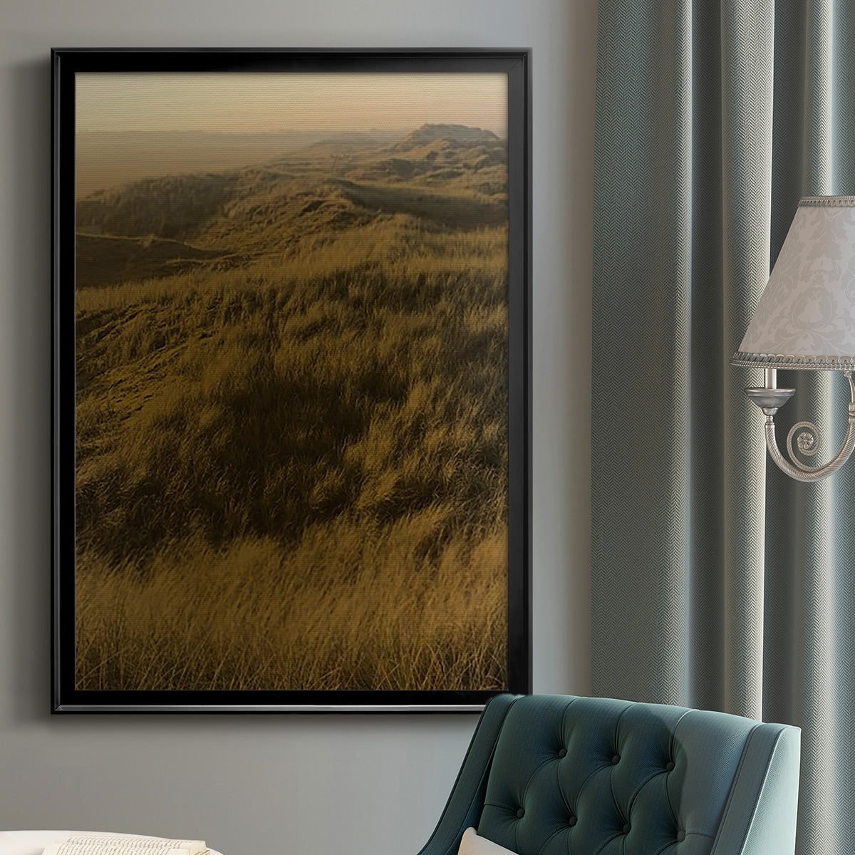 Golden Fog I - Modern Framed Canvas Print