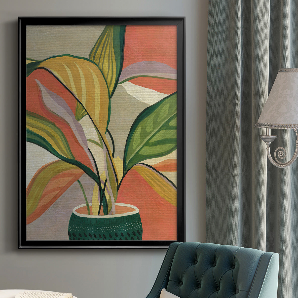 Potted Bird of Paradise - Modern Framed Canvas Print