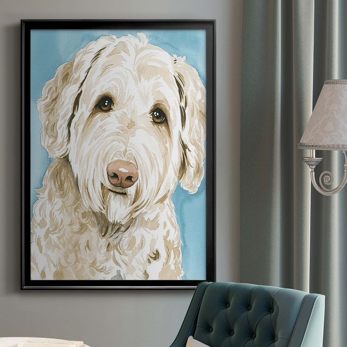 Labradoodle I - Modern Framed Canvas Print