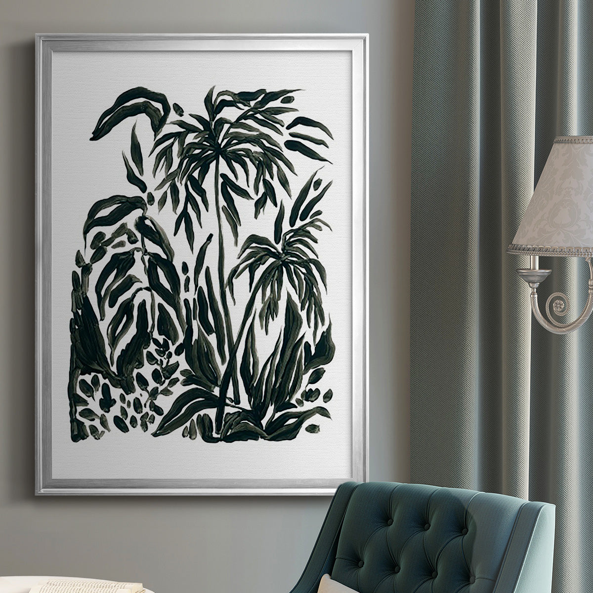 Ink Jungle IV - Modern Framed Canvas Print