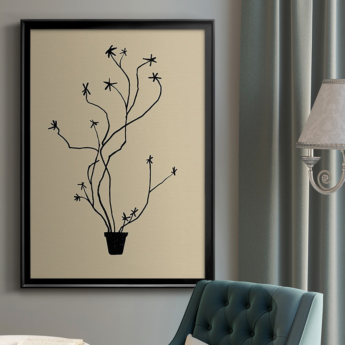 Spring Sprig Vase II - Modern Framed Canvas Print