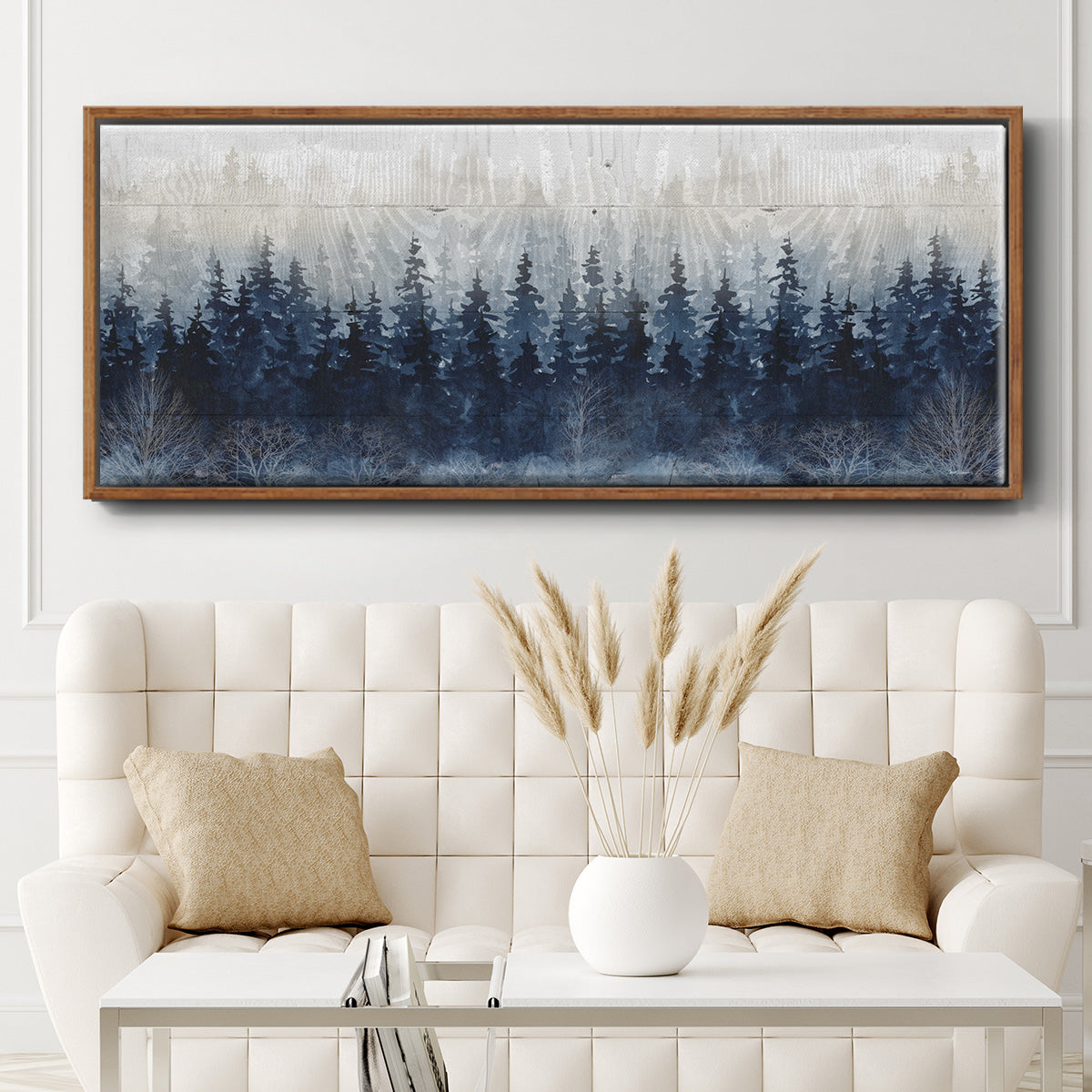 Misty Indigo Forest - Floater Framed Canvas Print