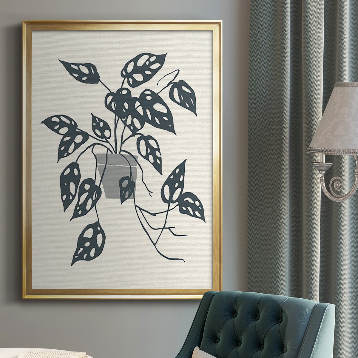 Growing Leaves I - Modern Framed Canvas Print