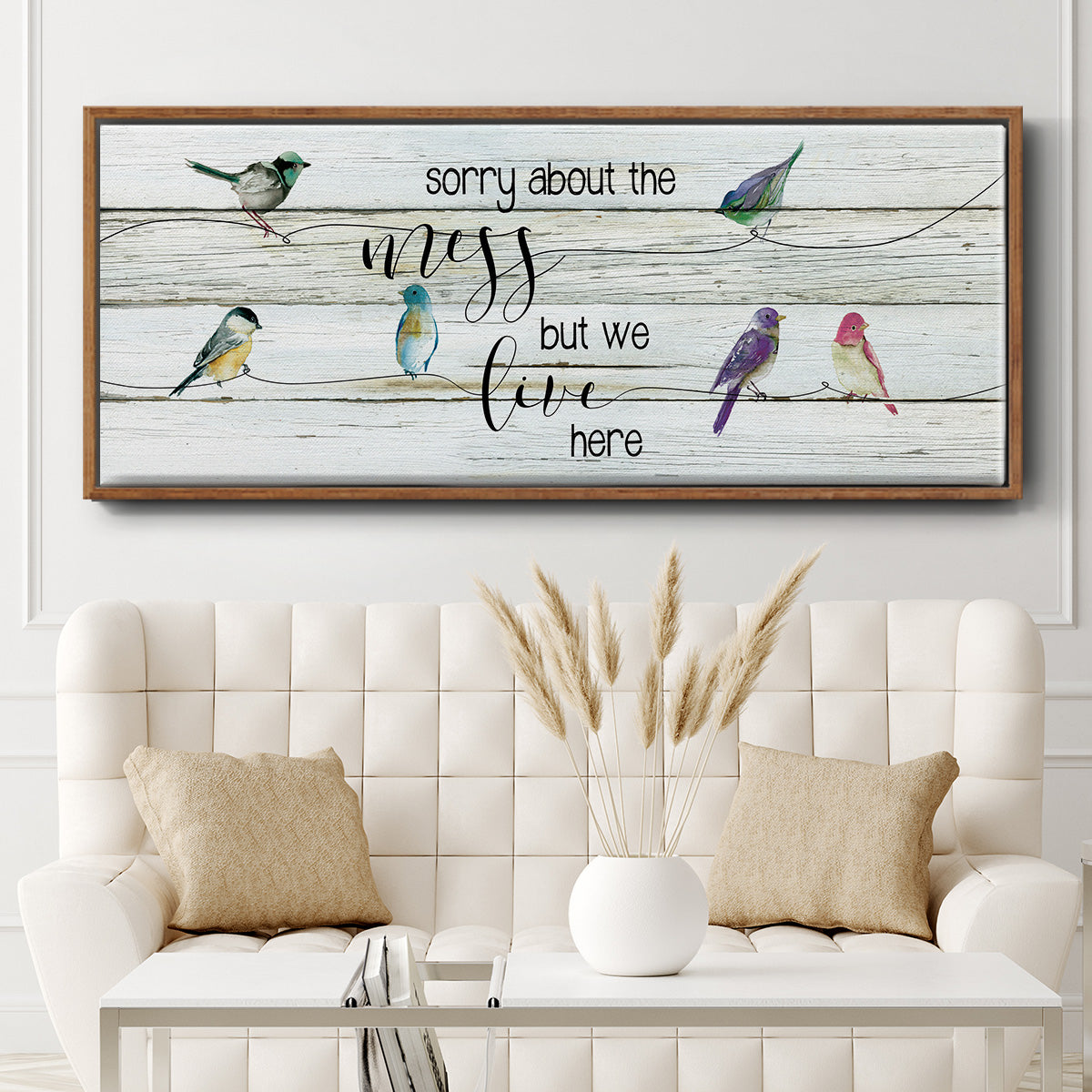 We Live Here - Floater Framed Canvas Print