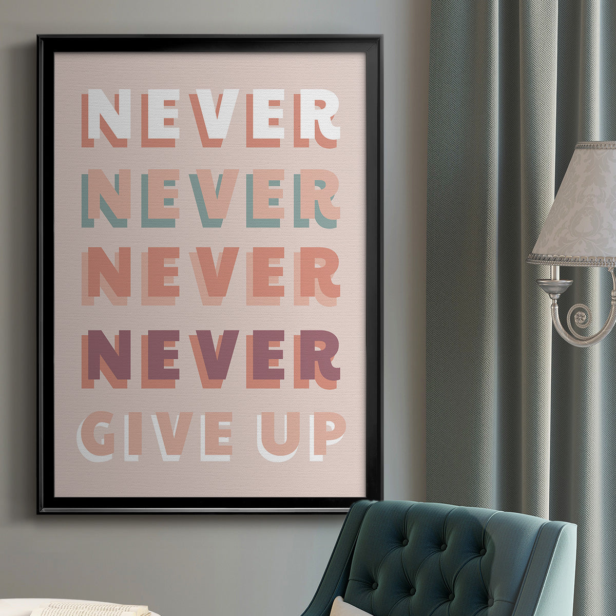 Never Give Up - Modern Framed Canvas Print