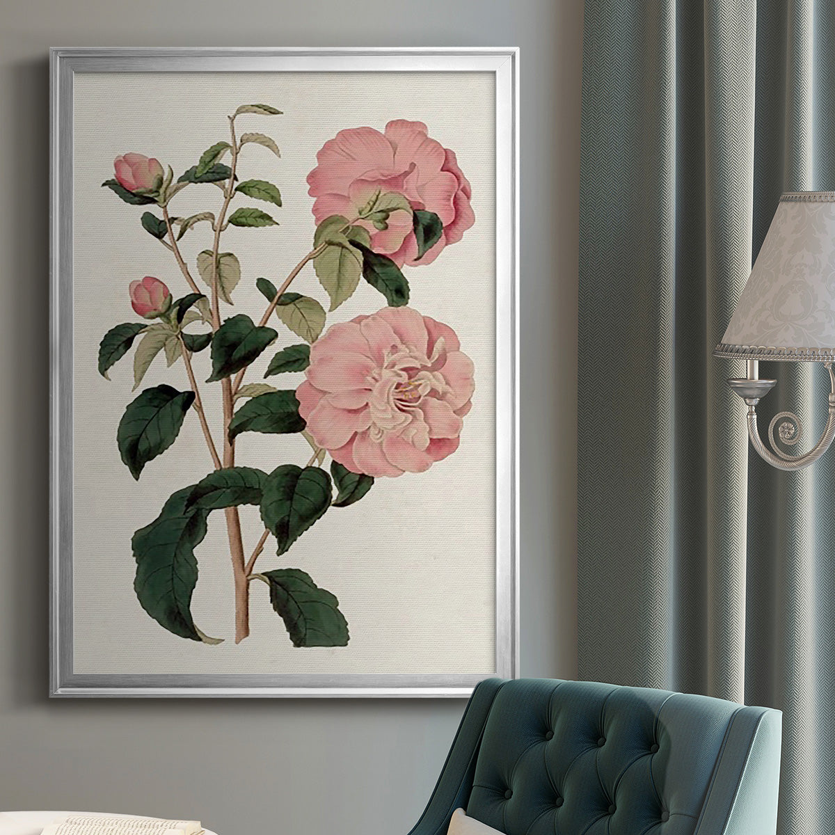 Pink Floral Mix IV - Modern Framed Canvas Print