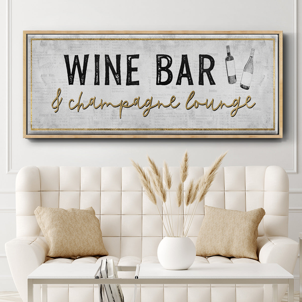 Champagne Lounge - Floater Framed Canvas Print