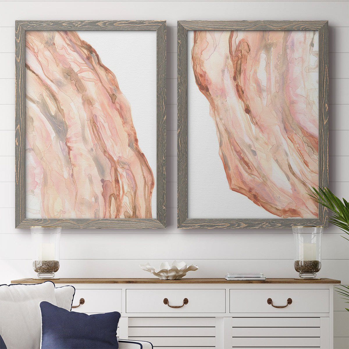 Rose Quartz I - Premium Framed Canvas 2 Piece Set - Ready to Hang