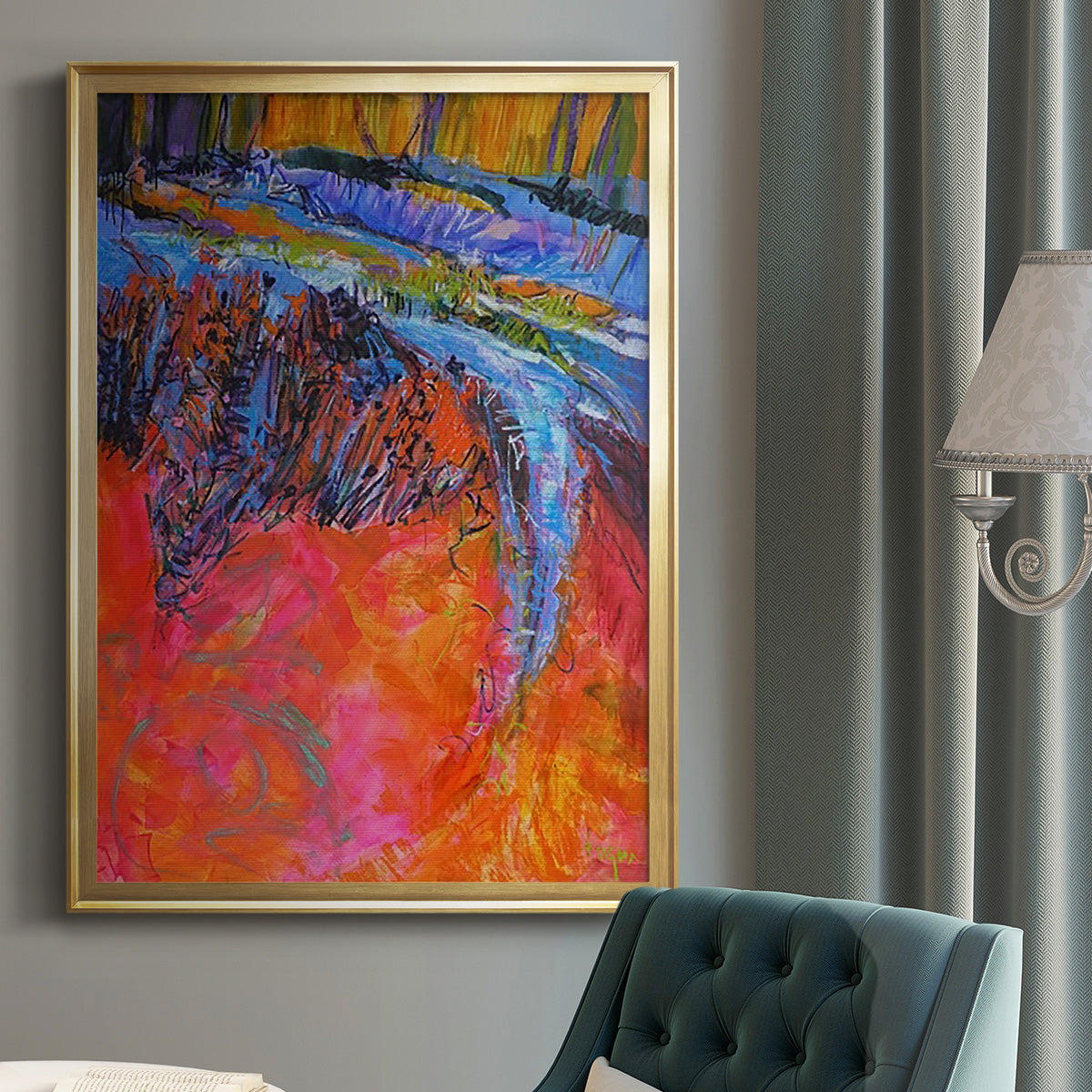 Vibrant Flow I - Modern Framed Canvas Print