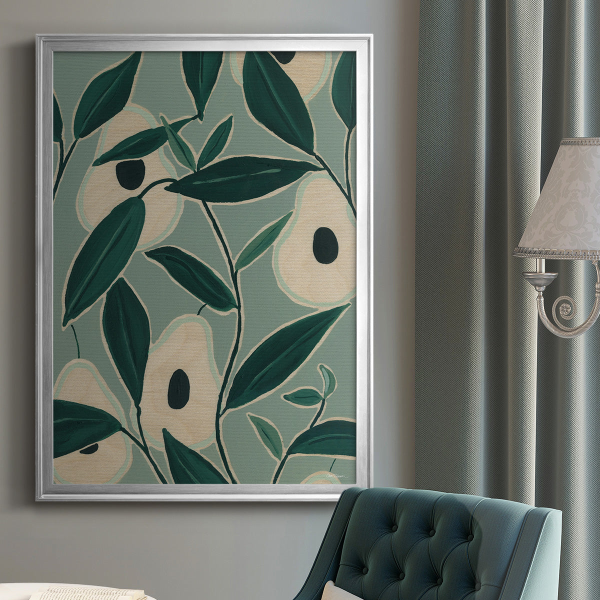 Monochrome Avocados - Modern Framed Canvas Print