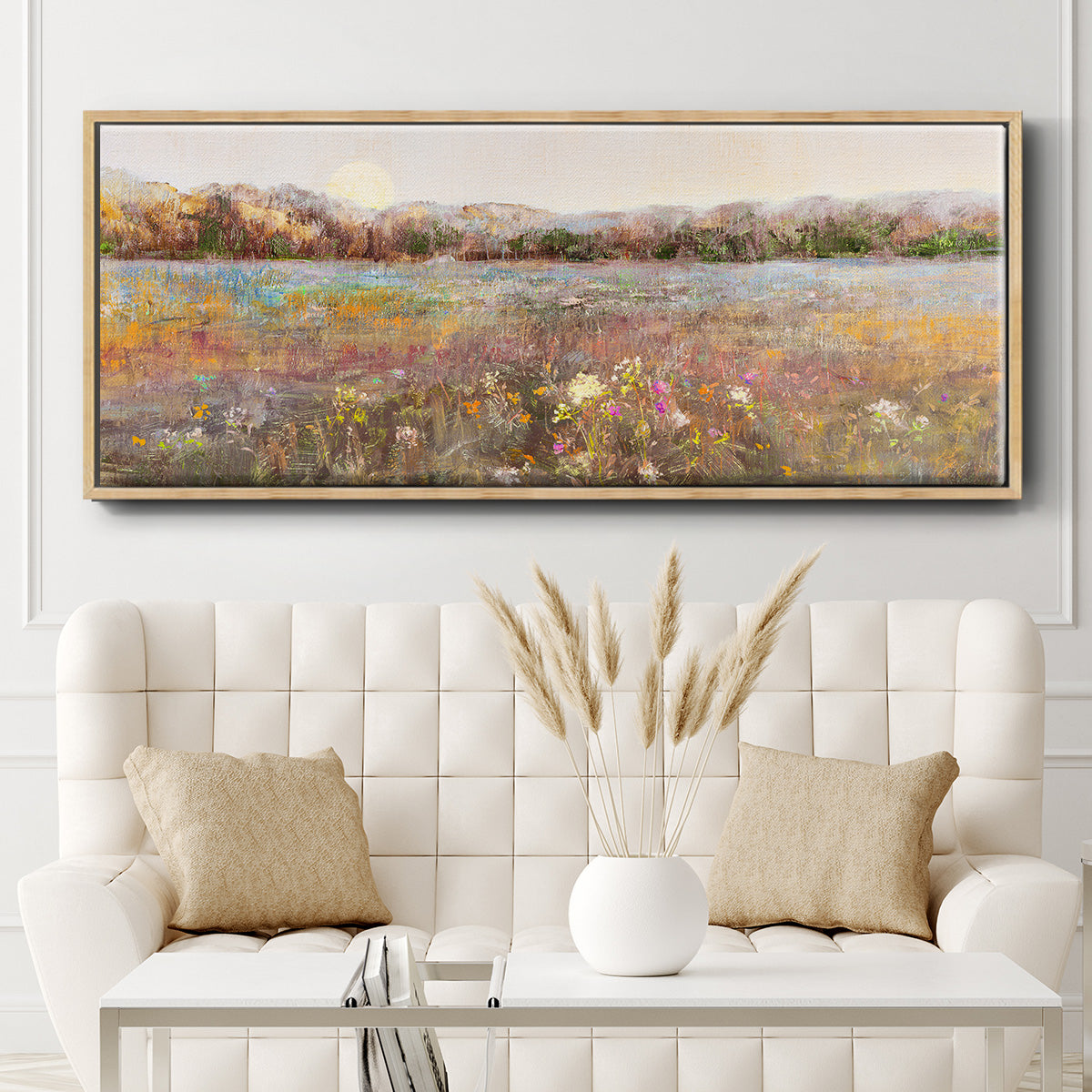 Meadow Moonrise - Floater Framed Canvas Print