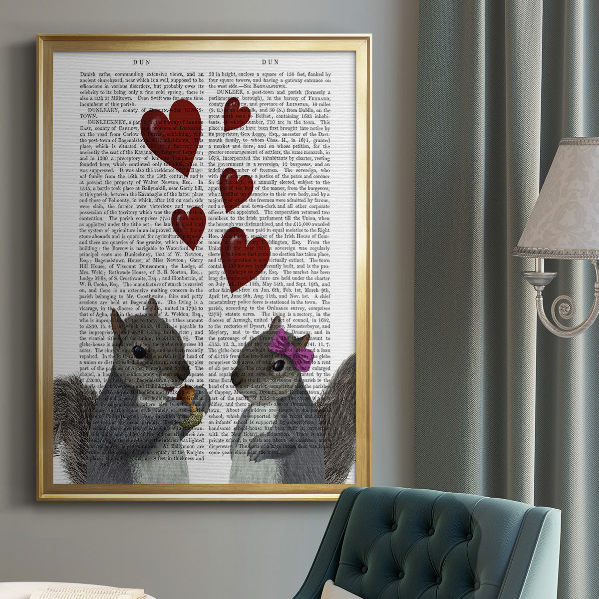 Squirrel Love - Modern Framed Canvas Print