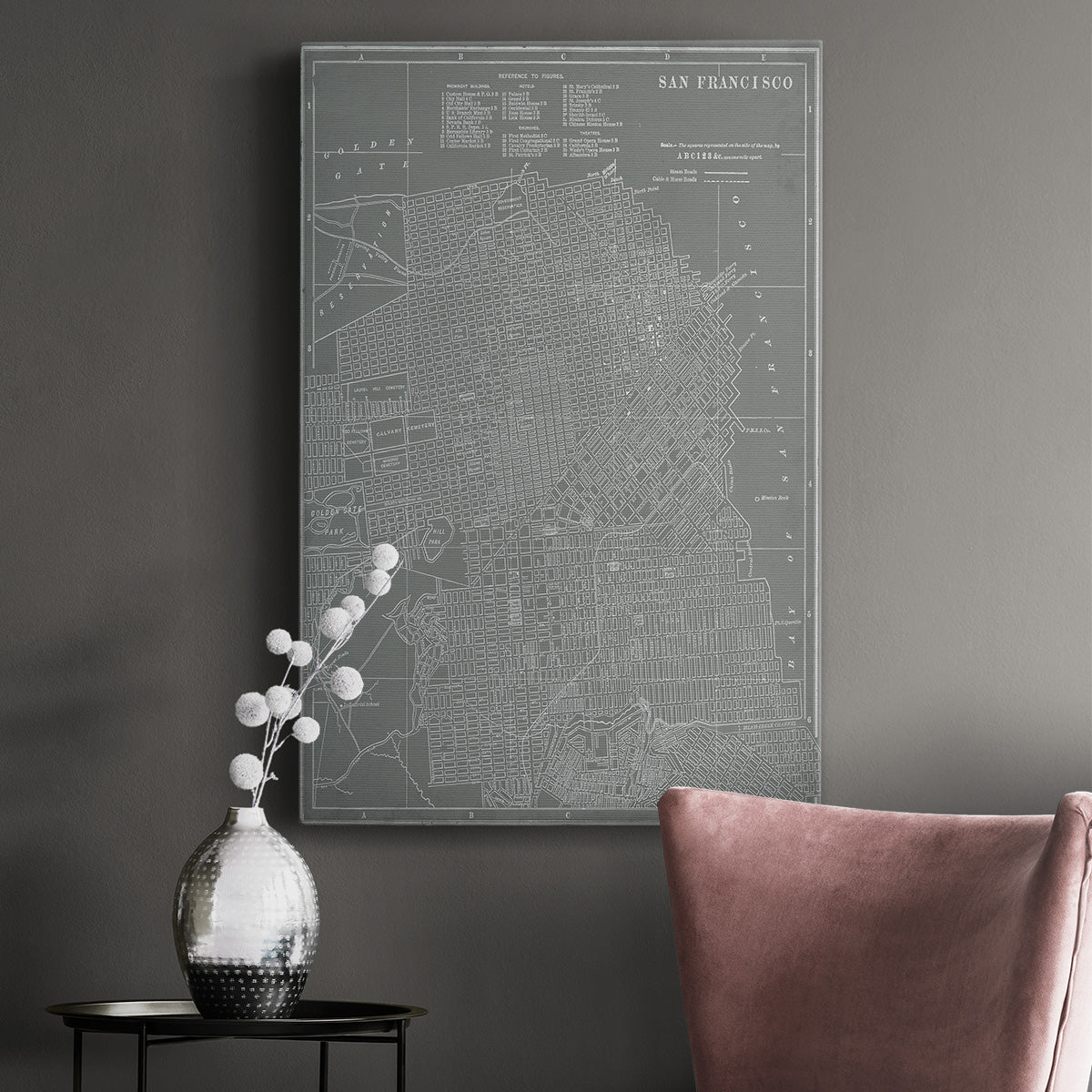 City Map of San Francisco Premium Gallery Wrapped Canvas - Ready to Hang