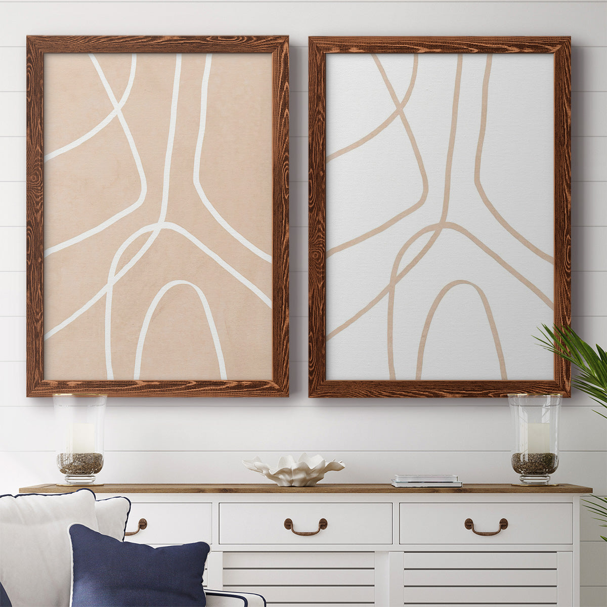 Clean Contour III - Barnwood Framed Canvas Set